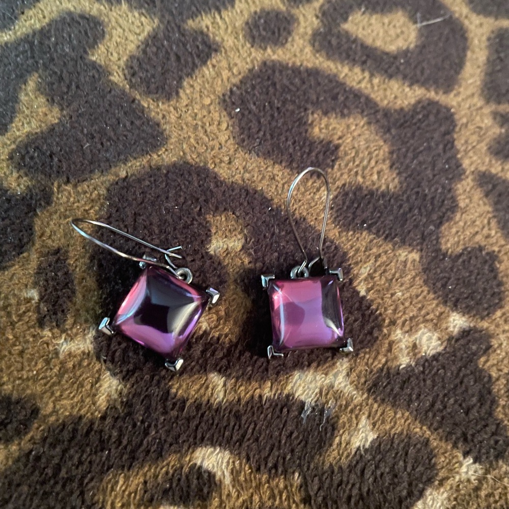 Vintage elegant Pink and Black Square Earrings